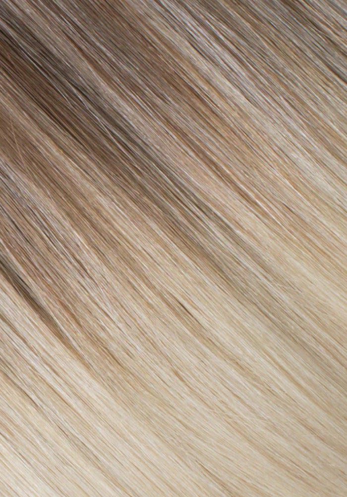 BELLAMI Professional Infinity Weft | 22" 85g Ash Brown/Ash Blonde (#8/#60) Balayage Hair Extensions