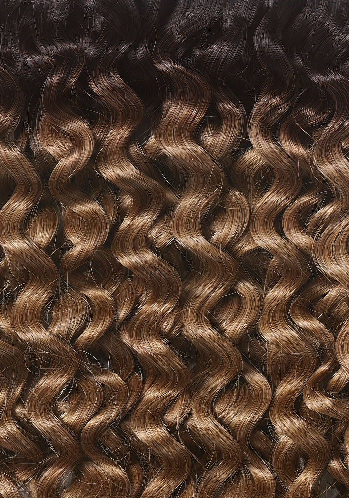 BELLAMI Professional Silk Seam™ | 240g  24" Dark Brown/Ash Brown Ombre (3A) Textured Hair Extensions