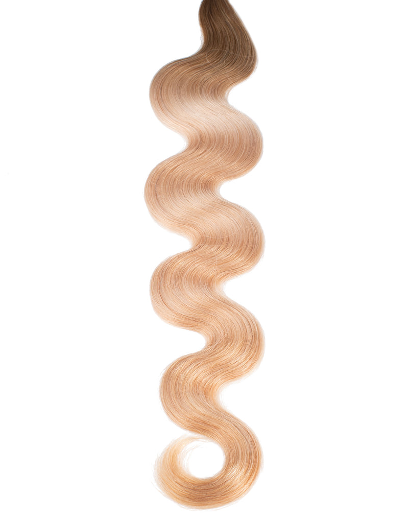 BELLAMI Professional Tape-In | 18" 50g Brown Blonde #8/#12 Rooted Body Wave Hair Extensions