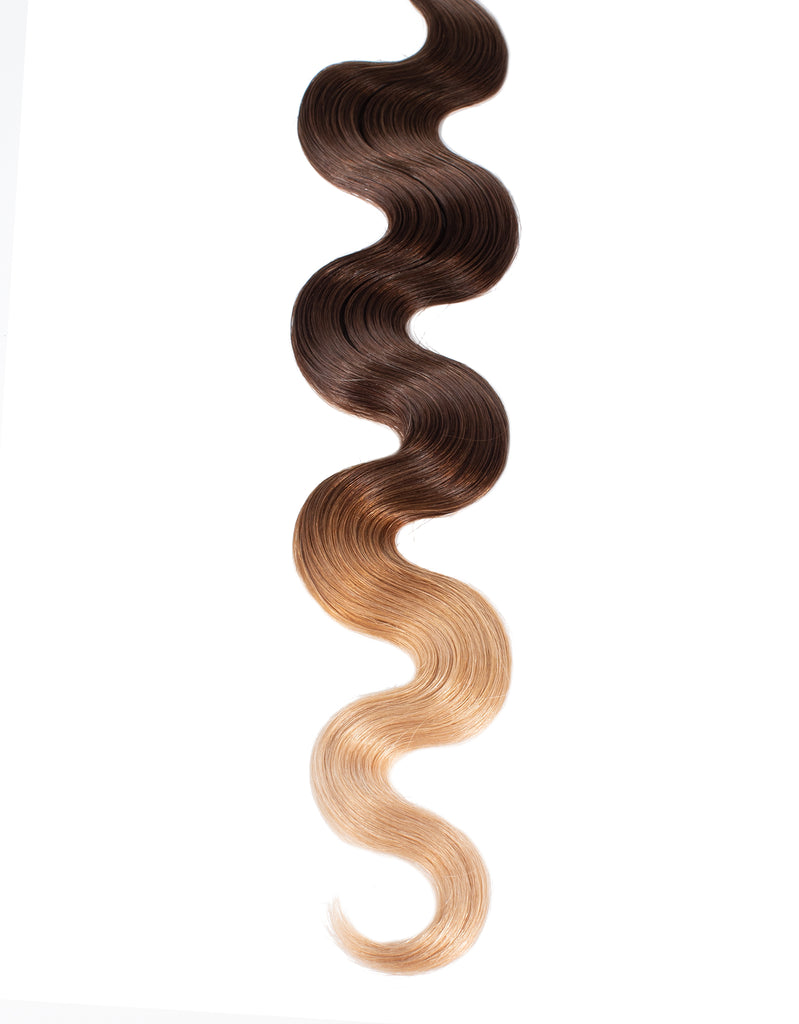 BELLAMI Professional Tape-In | 18" 50g Chocolate Bronzed #4/#16 Ombre Body Wave Hair Extensions