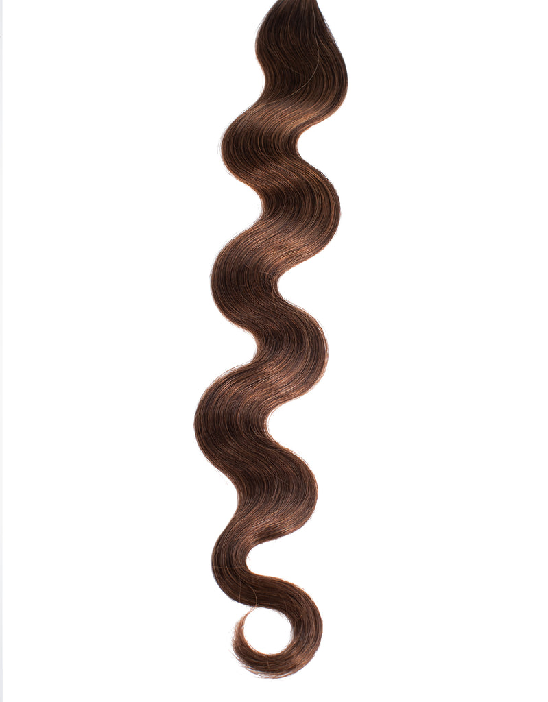 BELLAMI Professional Tape-In | 18" 50g Chocolate Brown #4 Natural Body Wave Hair Extensions