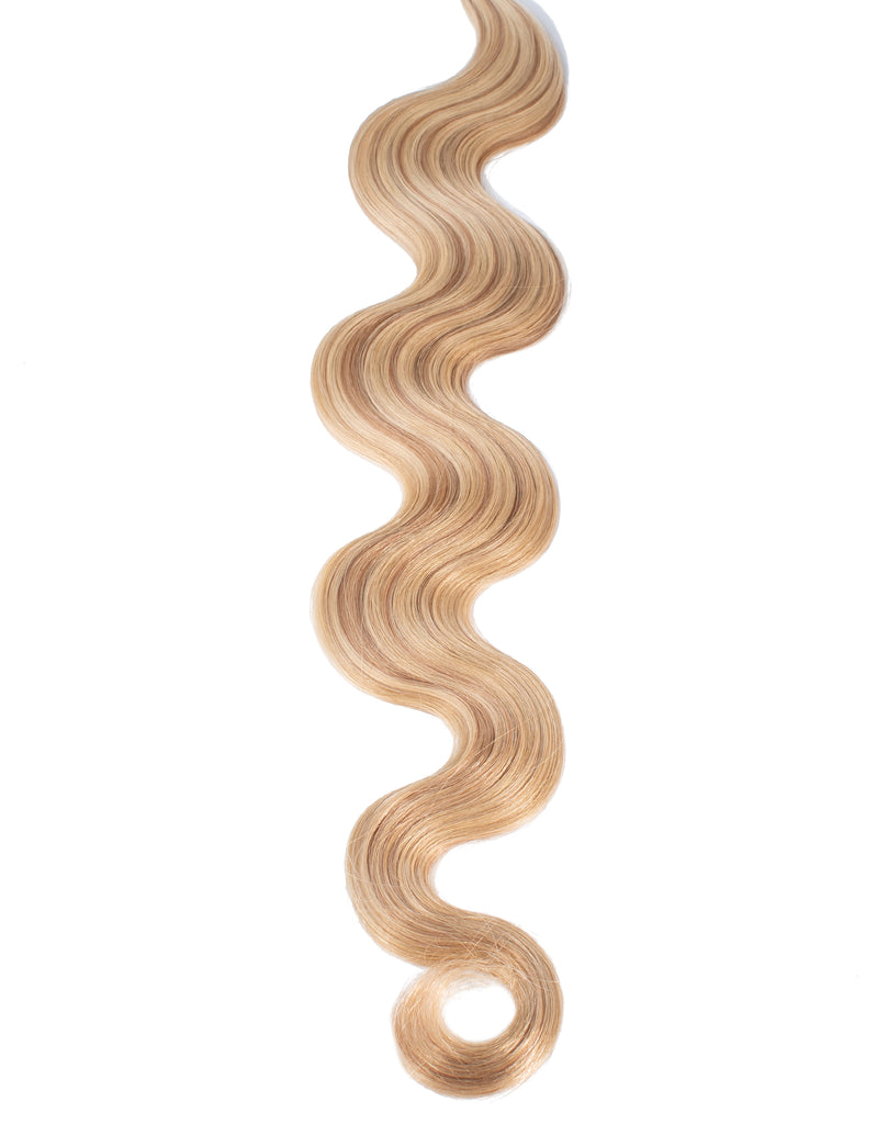 BELLAMI Professional Tape-In | 18" 50g Golden Amber Blonde #18/#6 Highlights Body Wave Hair Extensions