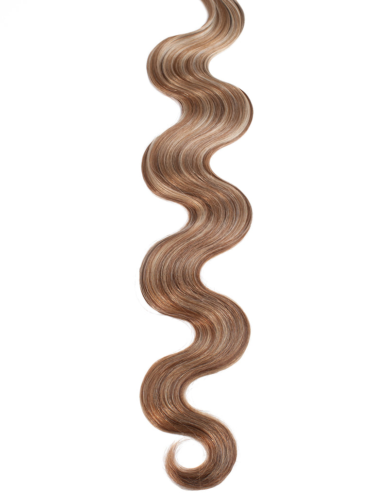 BELLAMI Professional Volume Weft | 20" 145g Hot Toffee Blonde #6/#18 Highlights Body Wave Hair Extensions