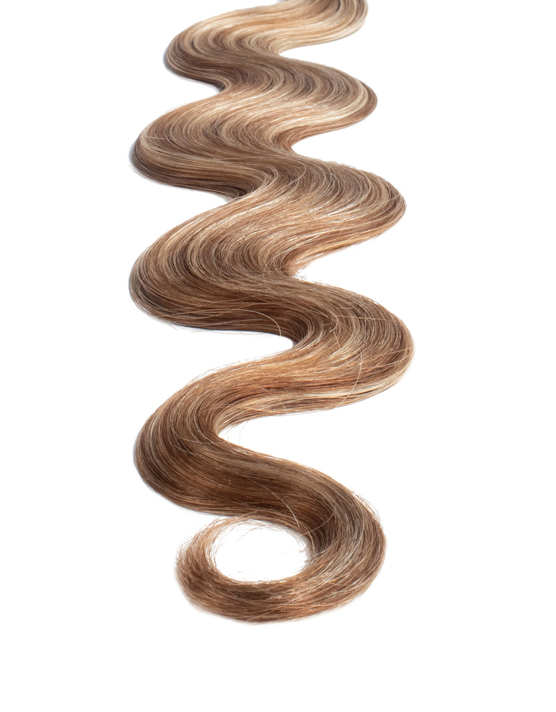 BELLAMI Professional Volume Weft | 20" 145g Hot Toffee Blonde #6/#18 Highlights Body Wave Hair Extensions