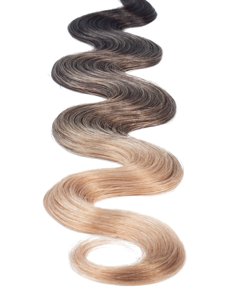 BELLAMI Professional Volume Weft | 20" 145g Mochachino Brown/Dirty Blonde #1C/#18 Balayage Body Wave Hair Extensions