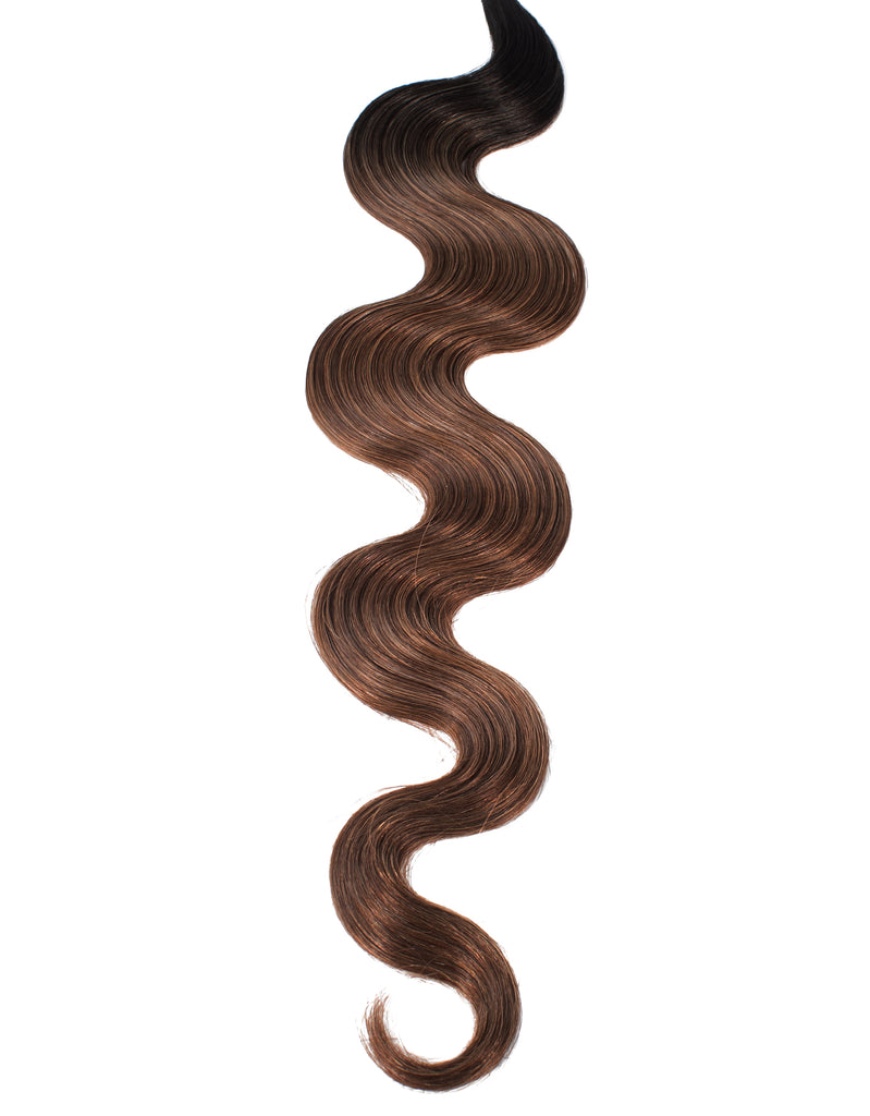 BELLAMI Professional Volume Weft | 20" 145g Off Black/Mocha Creme #1b/#2/#6 Rooted Body Wave Hair Extensions