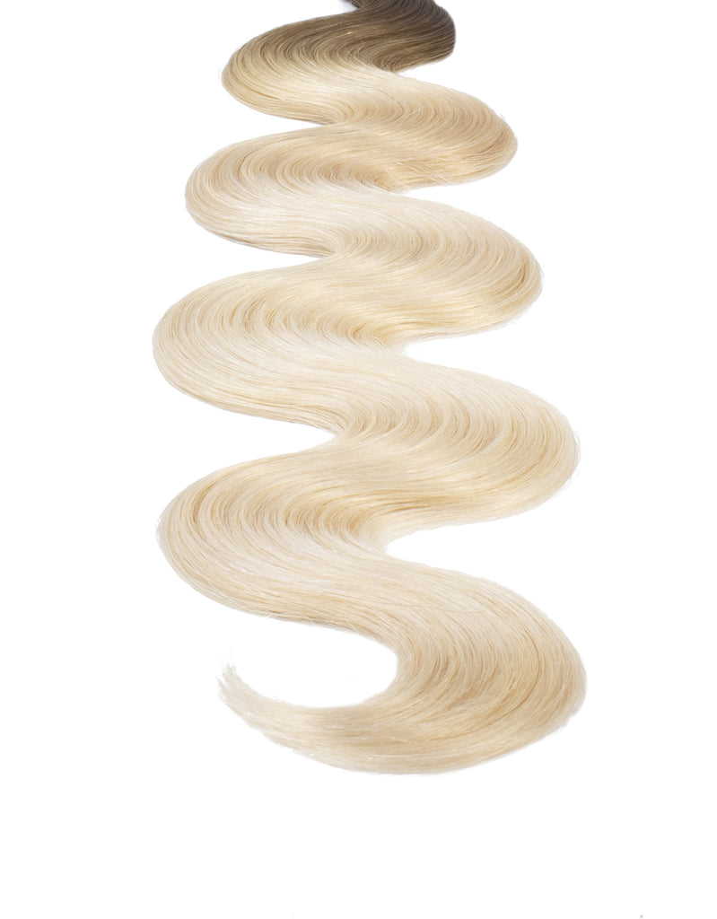 BELLAMI Professional Volume Weft | 16" 120g Walnut Brown/Ash Blonde #3/#60 Rooted Body Wave Hair Extensions