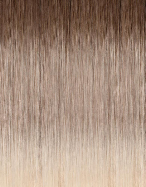 BELLAMI Professional Hand-Tied Weft 14" 48g Cool Mochachino Brown/White Blonde #1CC/#80 Balayage Hair Extensions