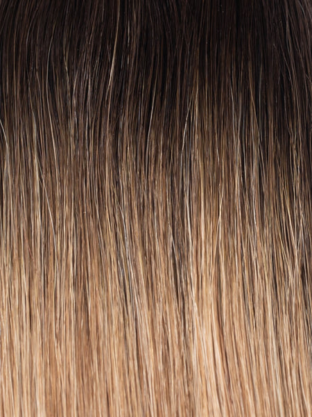BELLAMI Professional Hand-Tied Weft 16" 56g Mochachino Brown/Caramel Blonde (1C/18/46) Rooted Hair Extensions