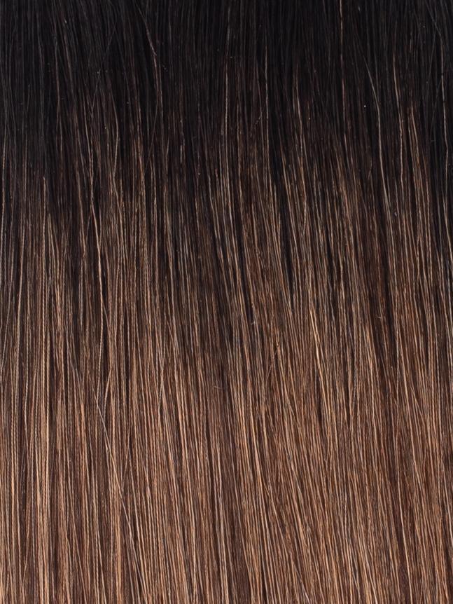 BELLAMI Professional Infinity Weft | 22" 85g Off Black/Mocha Creme (#1B/#2/#6) Rooted Hair Extensions