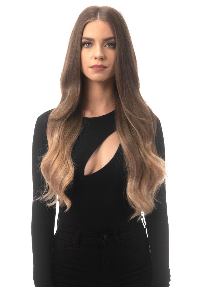 BELLAMI Professional Silk Seam™ | 240g 22" Ash Bronde/Strawberry Blonde (21/27) Ombre Clip-In Hair Extensions