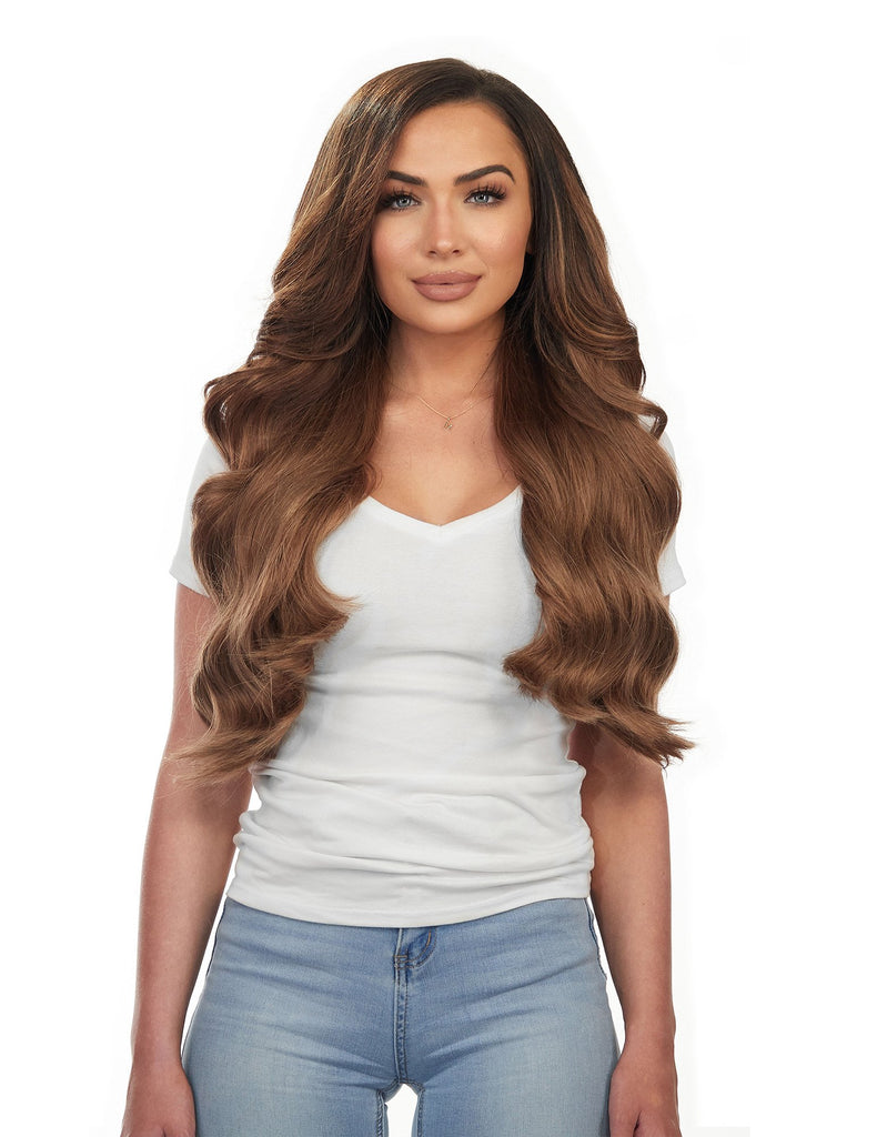 BELLAMI Professional Lace Weft | BOO-GATTI 340G 22" Chestnut Brown (6) Natural Clip-In Hair Extensions