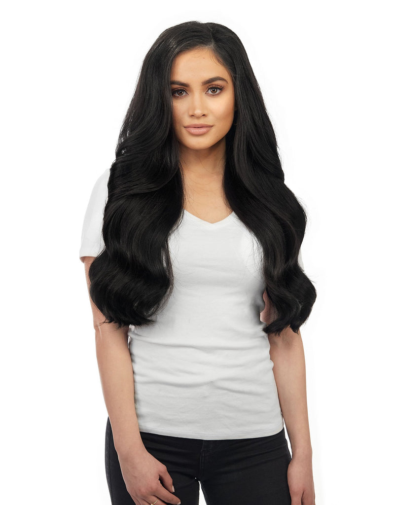 BELLAMI Professional Lace Weft | BOO-GATTI 340G 22" Jet Black (1) Natural Clip-In Hair Extensions