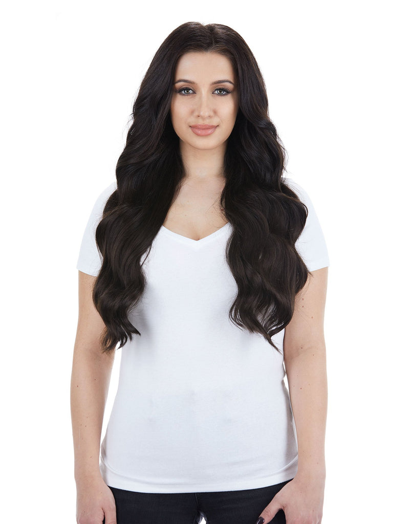 BELLAMI Professional Lace Weft | BOO-GATTI 340G 22" Mochachino Brown (1C) Natural Clip-In Hair Extensions