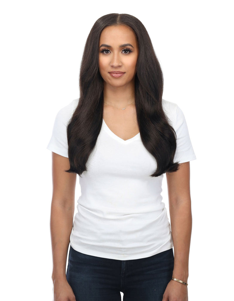 BELLAMI Professional Silk Seam™ | 140g 16" Off Black (1B) Natural Clip-In Hair Extensions