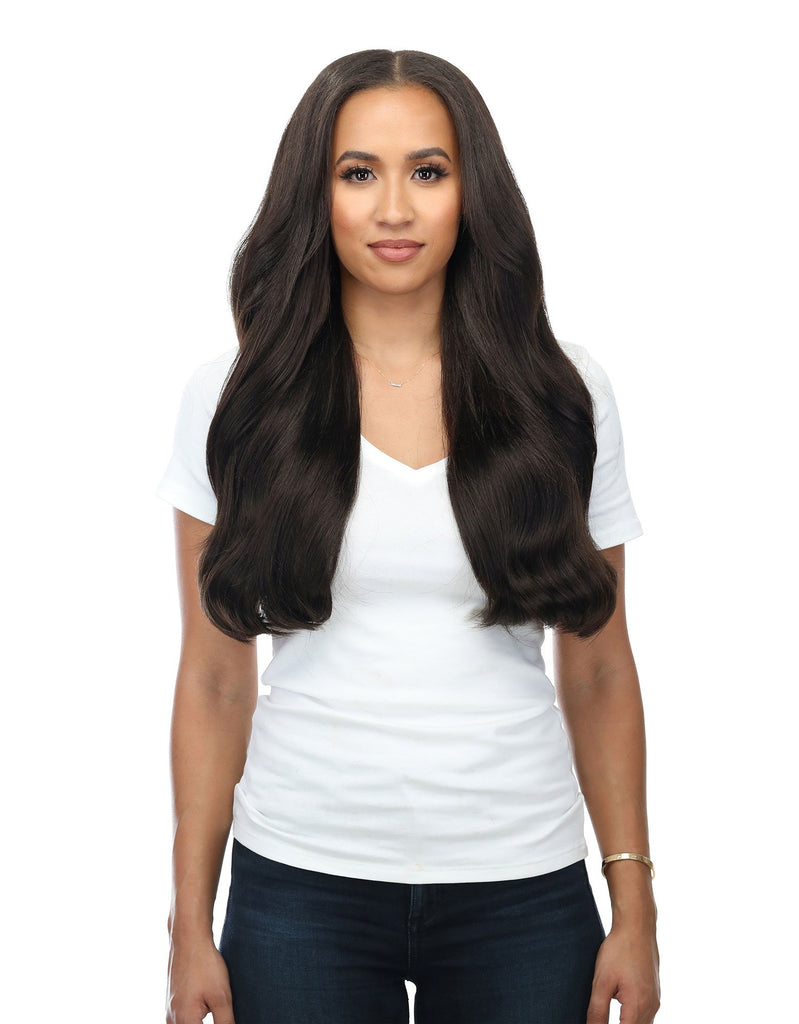 BELLAMI Professional Lace Weft | BOO-GATTI 340G 22" Off Black (1B) Natural Clip-In Hair Extensions
