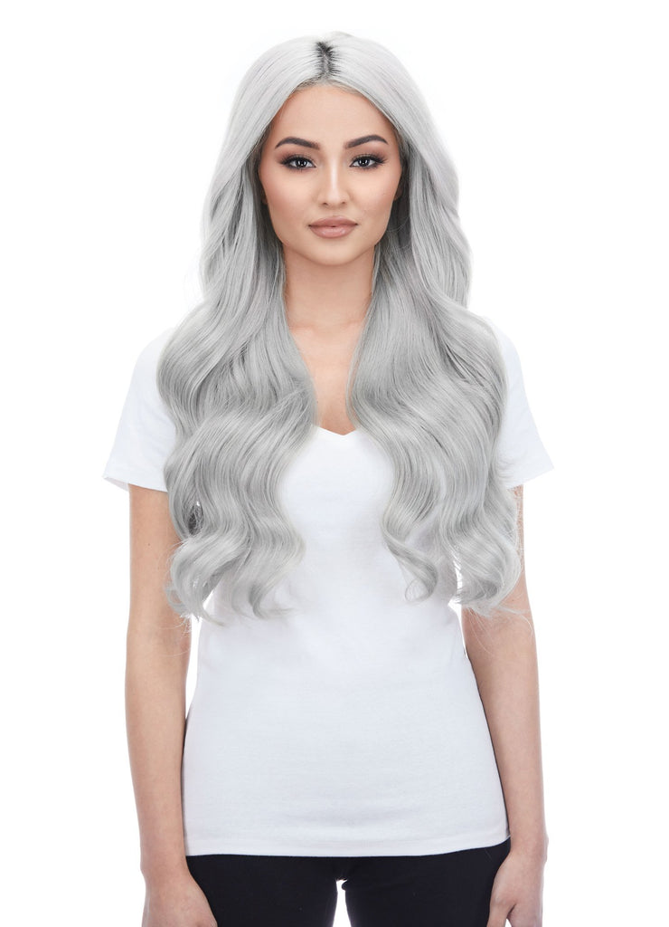 BELLAMI Professional Lace Weft | Bellissima 220g 22'' Sterling Silver Natural Clip-In Hair Extensions