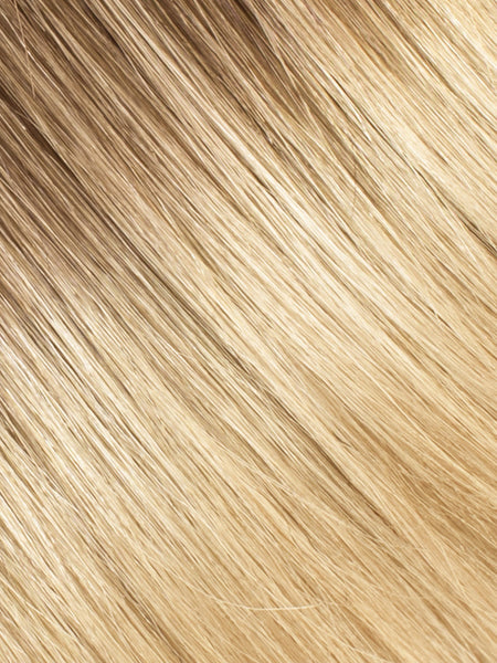 BELLAMI Professional Silk Seam™ | 50g 16" Volumizing Weft Ash Brown/Honey Blonde (8/20/24/60) Rooted Clip-In Hair Extensions