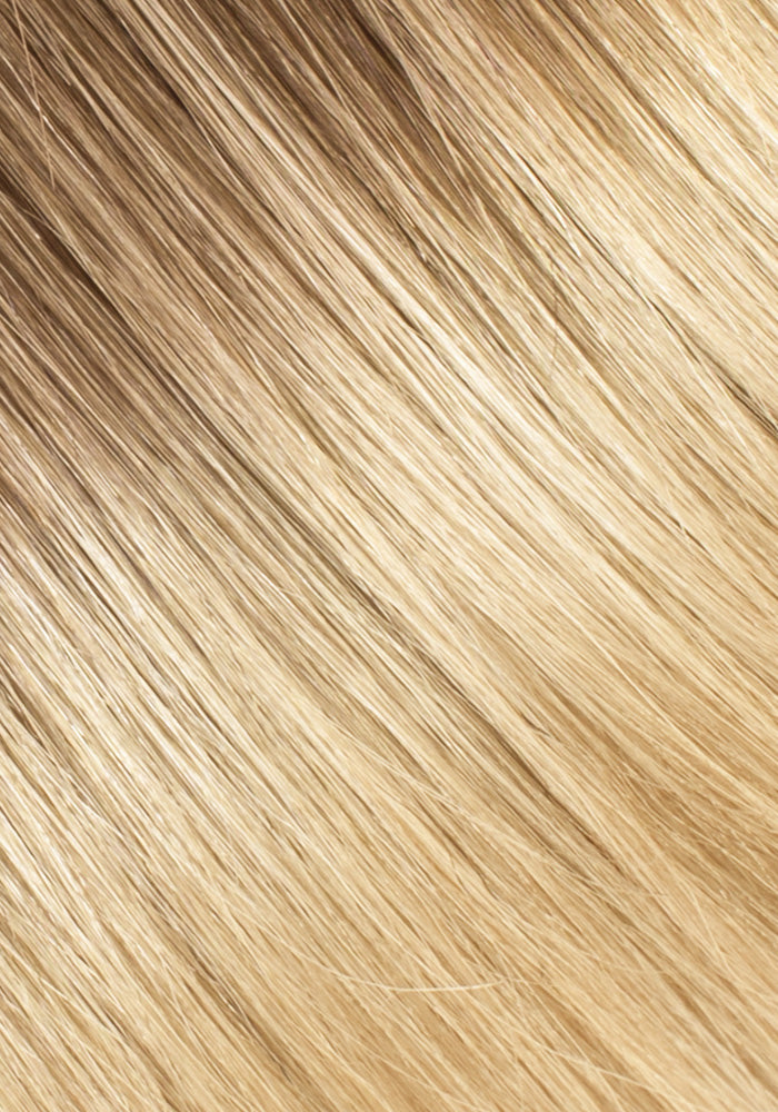 BELLAMI Professional Silk Seam™ | 260g 24" Ash Brown/Honey Blonde (8/20/24/60) Rooted Clip-In Hair Extensions