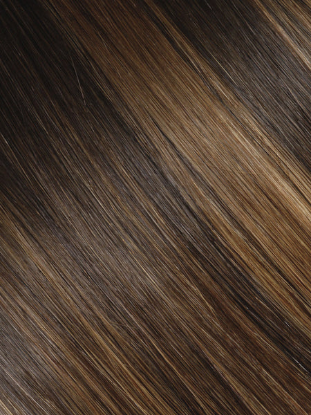 BELLAMI Professional Silk Seam™ | 240g 22" Mochachino Chocolate/Dark Honey Rooted Highlight Hair Extensions