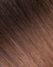 BELLAMI Silk Seam 55g 22" Volumizing Weft Off Black/Almond Brown (1B/7) Rooted Clip-In Hair Extension