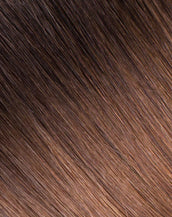 BELLAMI Silk Seam 50g 20" Volumizing Weft Off Black/Almond Brown (1B/7) Rooted Clip-In Hair Extension