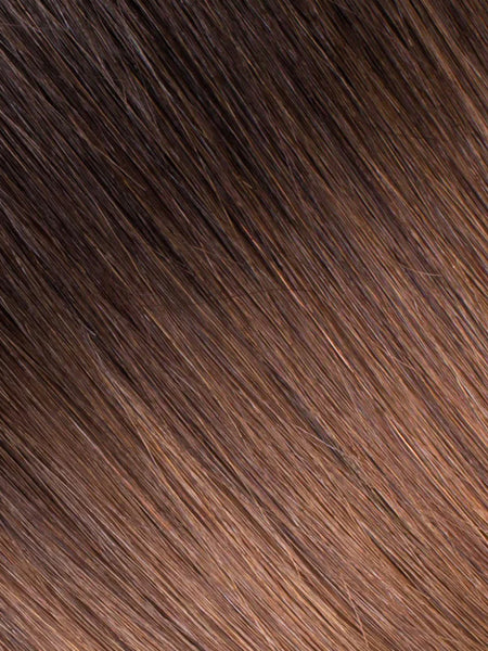BELLAMI Professional Silk Seam | 50g 20" Volumizing Weft Off Black/Almond Brown (1B/7) Rooted Clip-In Hair Extension