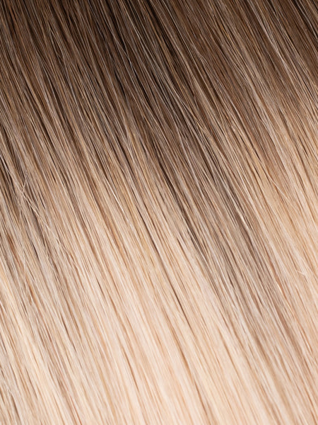 BELLAMI Professional Silk Seam™ | 140g 16" Walnut Brown/Ash Blonde (3/60) Rooted Clip-In Hair Extensions