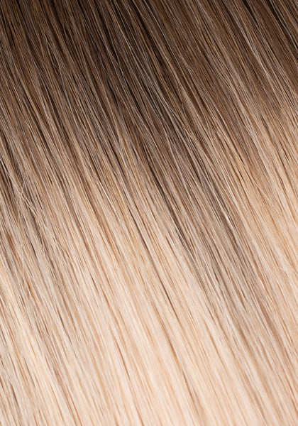 BELLAMI Silk Seam 55g 22" Volumizing Weft Walnut Brown/Ash Blonde (3/60) Rooted Clip-In Hair Extension