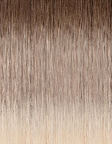 BELLAMI Professional Hand-Tied Weft 18" 64g Cool Mochachino Brown/White Blonde #1CC/#80 Balayage Hair Extensions