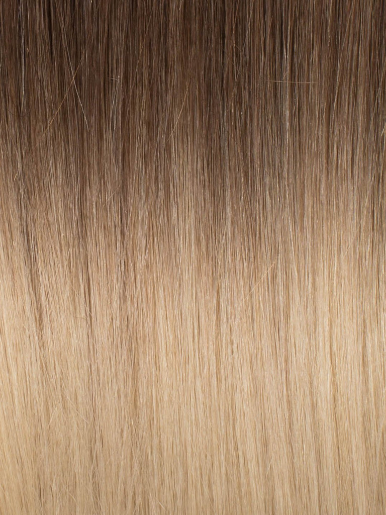 BELLAMI Professional Micro Keratin Tip 16" 25g  Brown Blonde #8/#12 Rooted Straight Hair Extensions