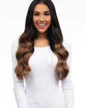 BELLAMI Professional Silk Seam™ | 180g 20" Dark Brown/Ash Brown (2/8) Ombre Clip-In Hair Extensions