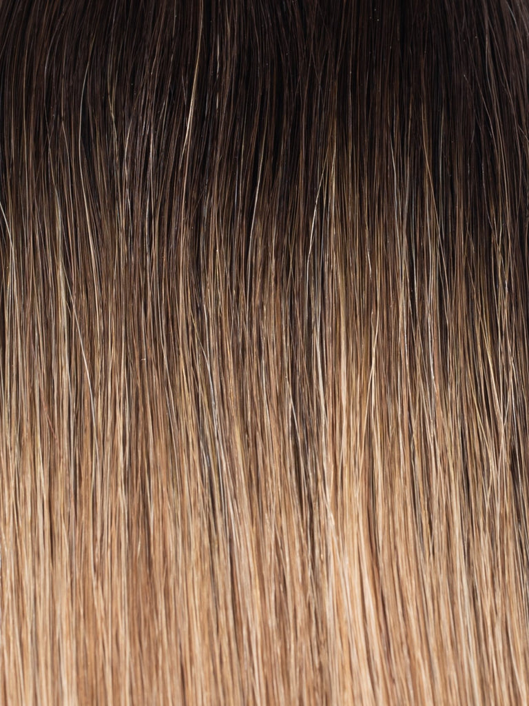 BELLAMI Professional Keratin Tip 16" 25g Mochachino Brown/Caramel Blonde #1C/#18/#46 Rooted Body Wave Hair Extensions