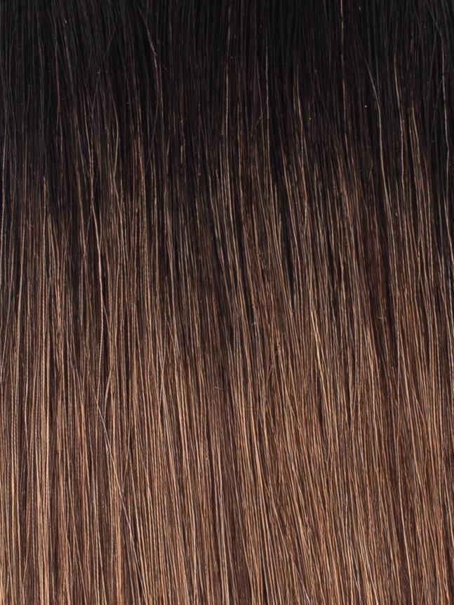 BELLAMI Professional Tape-In 24" 55g Off Black/Mocha Creme #1b/#2/#6 Rooted Straight Hair Extensions