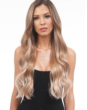 BELLAMI Silk Seam 180g 20" Bronzed Caramel (6/18/8/60) Marble Blend Clip-In Hair Extensions