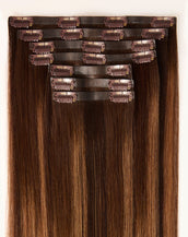 BELLAMI Silk Seam 26" 360g Dark Honey Cocoa Highlight Clip-In Hair Extensions