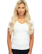 BELLAMI Professional Silk Seam™ | 140g 18" Ash Brown/Honey Blonde (8/20/24/60) Rooted Clip-In Hair Extensions