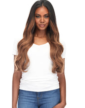BELLAMI Professional Silk Seam™ | 180g 20" Off Black/Almond Brown (1B/7) Rooted Clip-In Hair Extensions